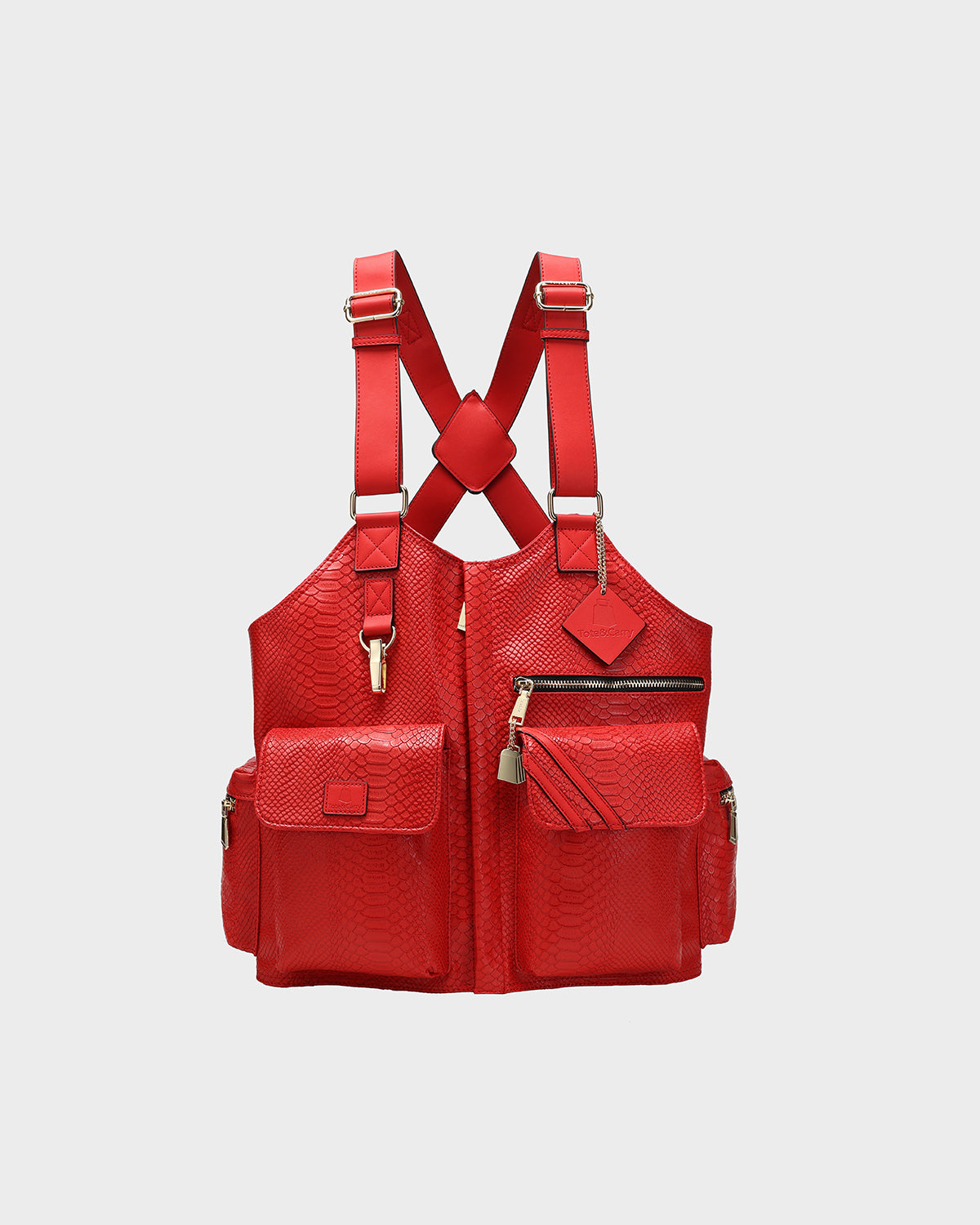 Tactical Leather Vest in Red