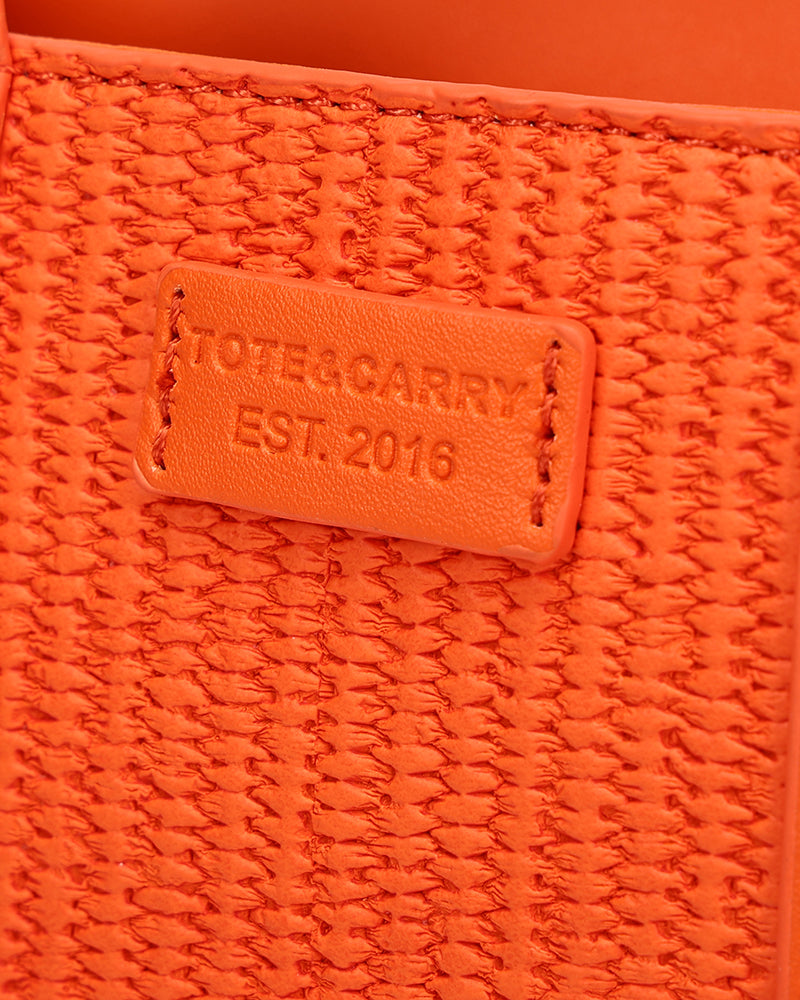 Pebble Leather Mini Tote Bag in Orange