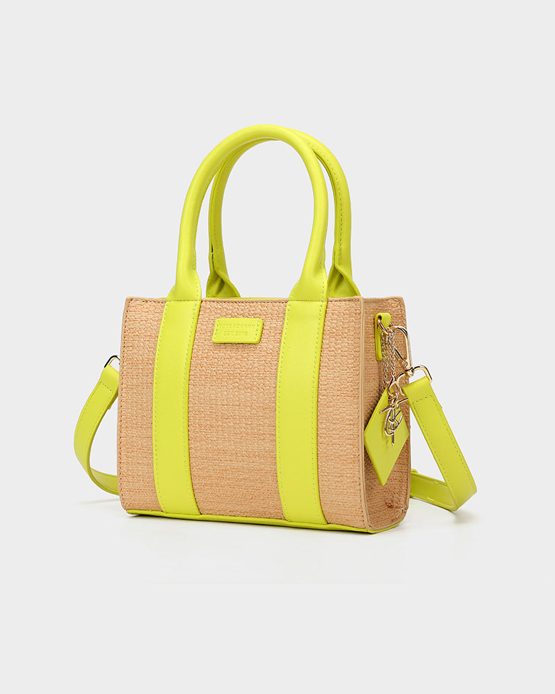 Pebble Leather Mini Tote Bag in Yellow