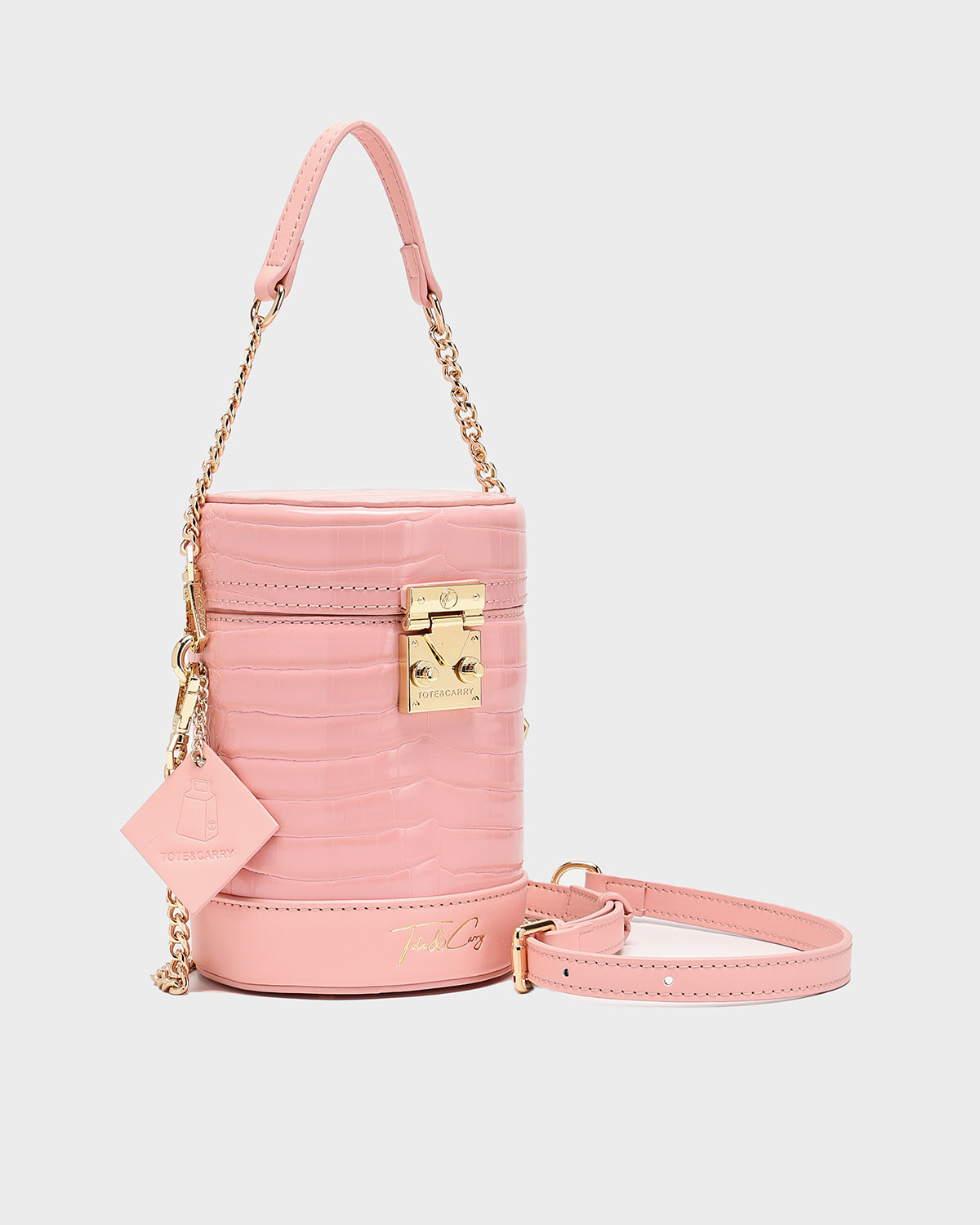 Petit Croc Barrel Purse in Candy Pink