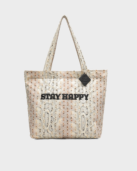 Py Mantra Tote Bag in Beige
